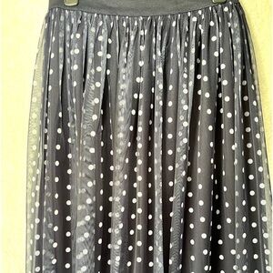 E.S.T. 1946 Polka Dot Overlay Gathered Skirt Size Small